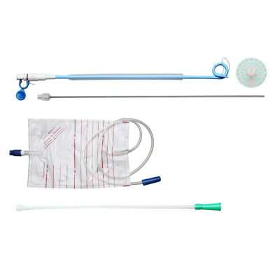 Сменный набор для нефростомии (по методике Сельдингера) с дренажем типа "свиной хвост" и фиксирующей нитью
