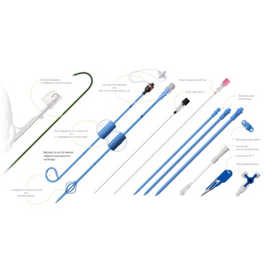 Набор для перкутанной нефростомии Volkmann со струной-проводником и J-образным наконечником, с гидрофильным покрытием
