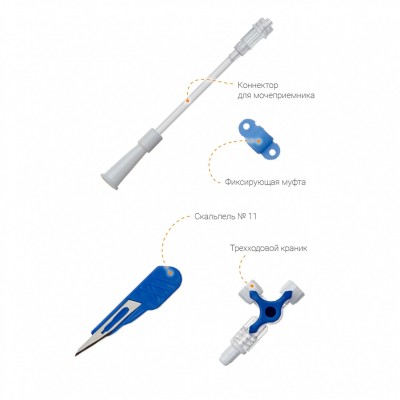Набор для перкутанной нефростомии Volkmann со струной-проводником и J-образным наконечником, с гидрофильным покрытием
