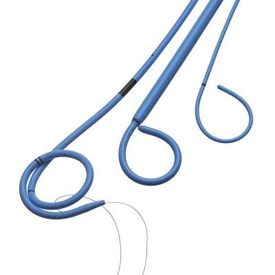 Стент мочеточниковый онкологический двухпетлевой с гидрофильным покрытием и ретракционной нитью Volkmann, с усиленной верхней частью, тип О/О